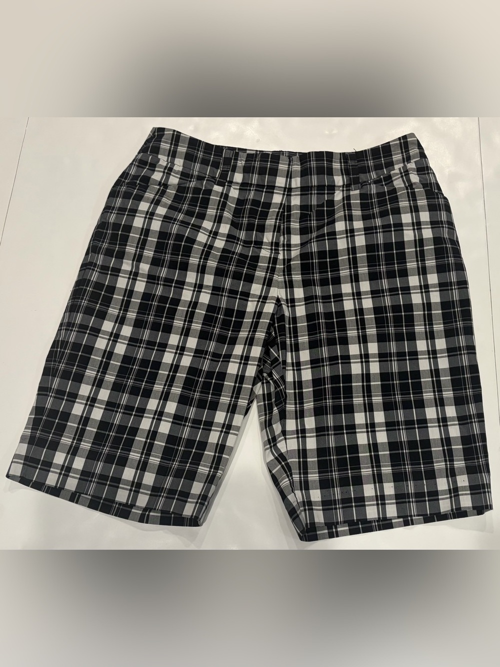 Jones New York Sport Petite Plaid Dress Pants Size 6P Black White Stretch